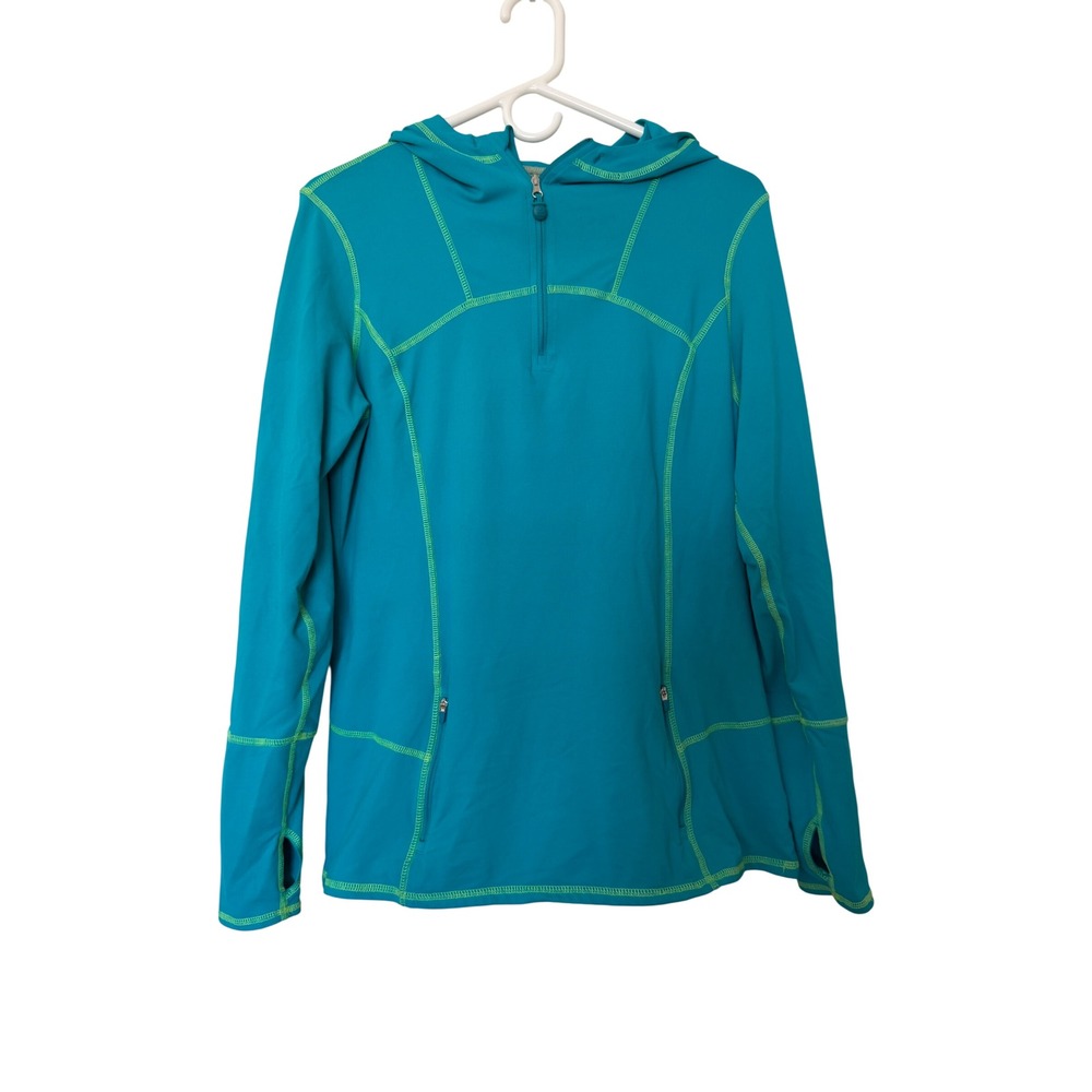 Kirkland Signature Teal Quarter Zip Hoodie Polyester Spandex Athletic Gorpcore L